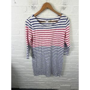 Vineyard Vines Women's Cotton Knit 3/4 Sleeve Striped T-Shirt Dress Size Medium